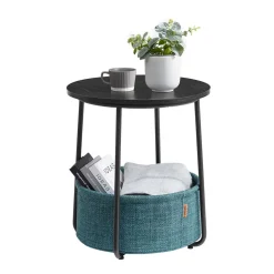 Best Sale SONGMICS Table d’Appoint avec Multiprise Marron ChêNe + Blanc