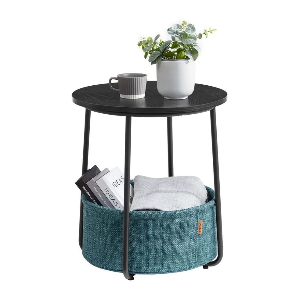 Best Sale SONGMICS Table d’Appoint avec Multiprise Marron ChêNe + Blanc