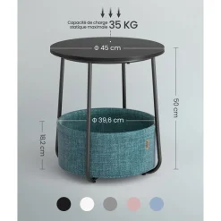 Best Sale SONGMICS Table d’Appoint avec Multiprise Marron ChêNe + Blanc