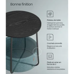 Best Sale SONGMICS Table d’Appoint avec Multiprise Marron ChêNe + Blanc