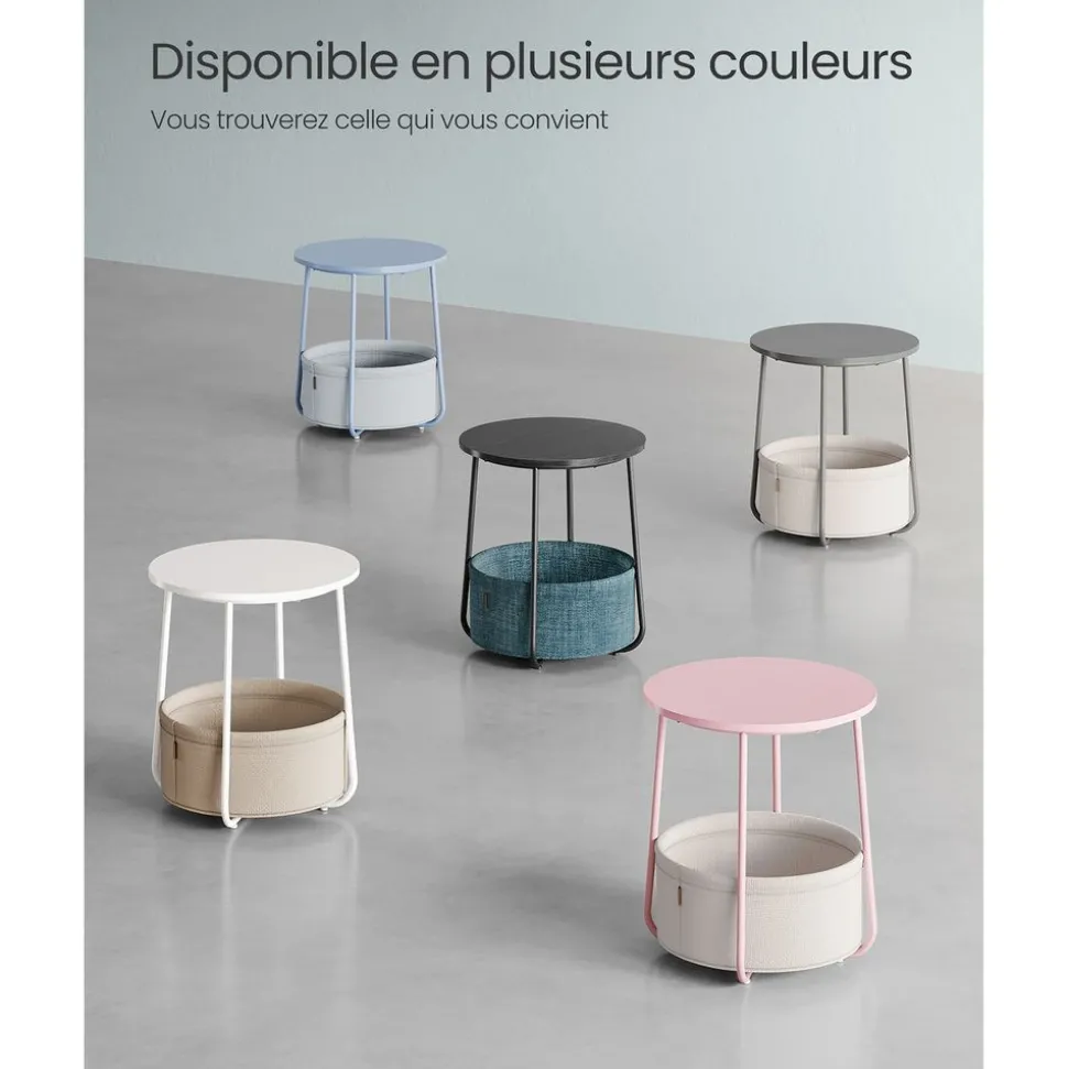 Best Sale SONGMICS Table d’Appoint avec Multiprise Marron ChêNe + Blanc