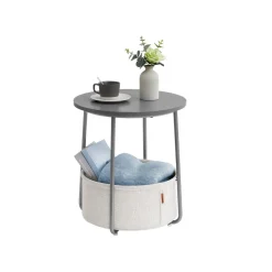 Best Sale SONGMICS Table d’Appoint avec Multiprise Marron ChêNe + Blanc