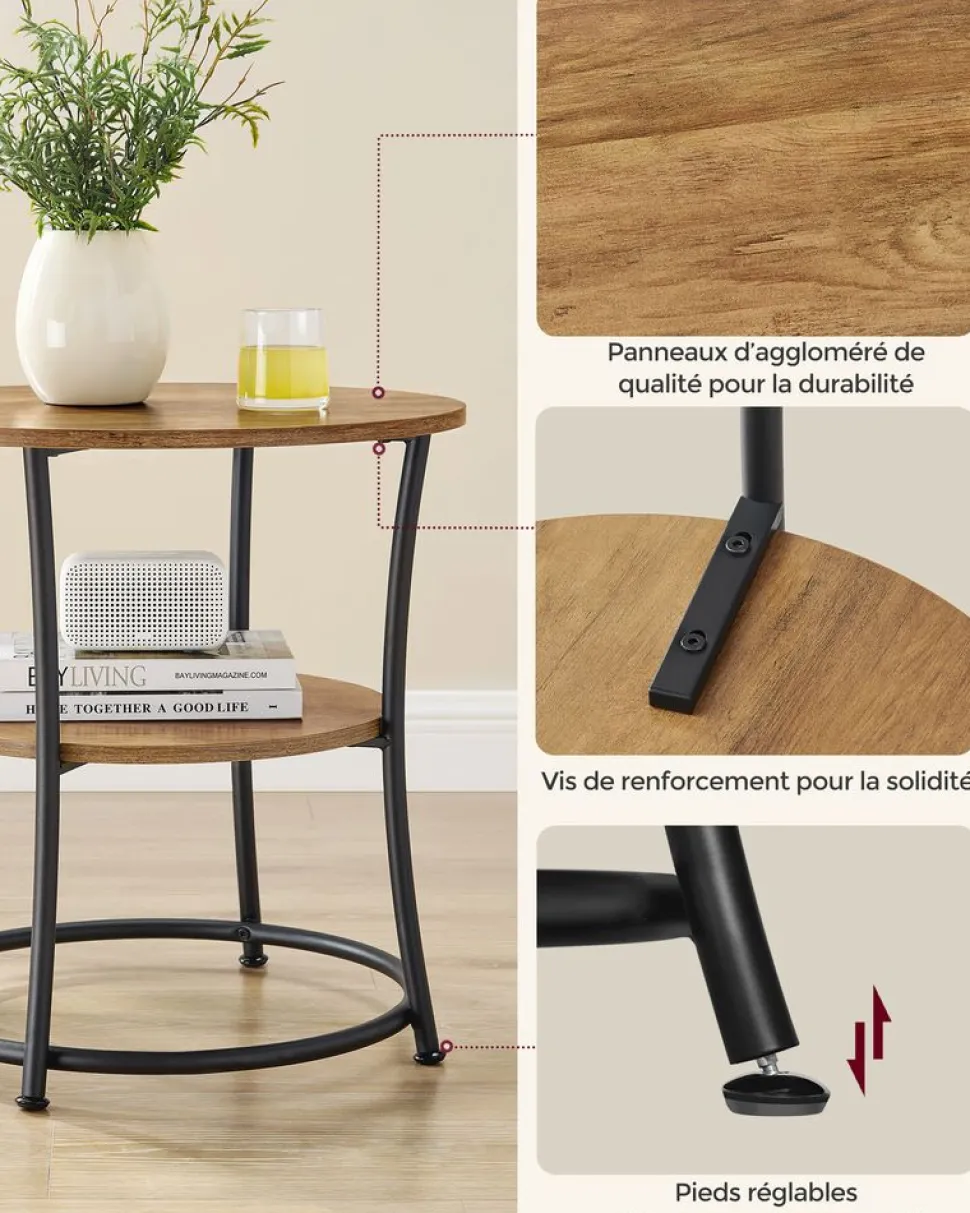 Sale SONGMICS Table d'appoint avec étagère inférieure Blanc