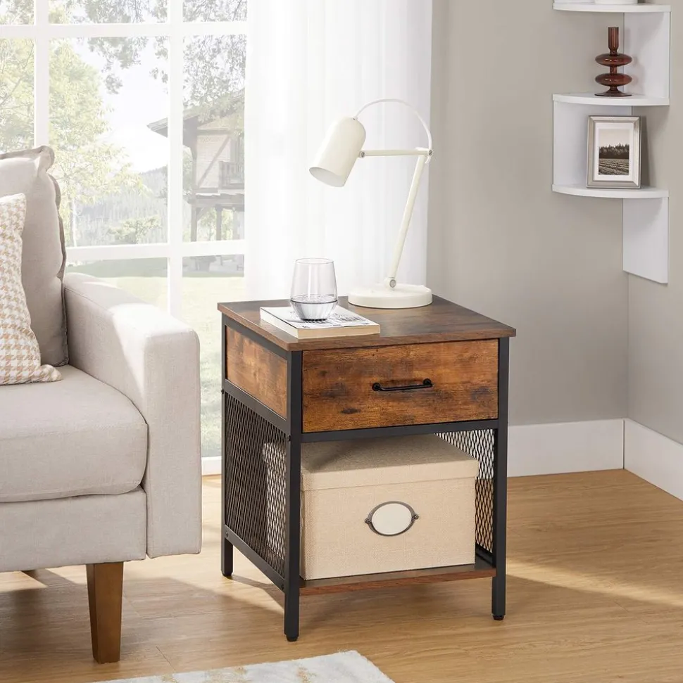 Best Sale SONGMICS Table d’appoint cadre acier Noir