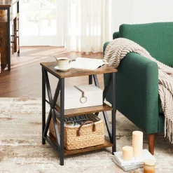 Fashion SONGMICS Table d'appoint desgin X Noir