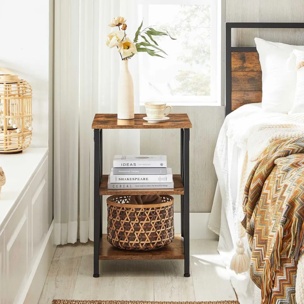 Fashion SONGMICS Table d'appoint desgin X Noir