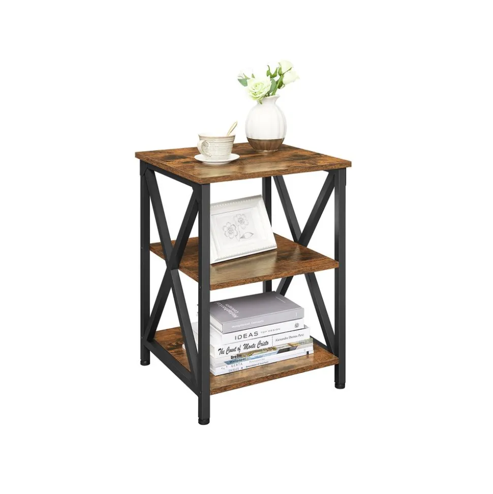 Fashion SONGMICS Table d'appoint desgin X Noir