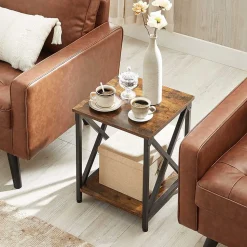 New SONGMICS Table d'appoint design X Noir