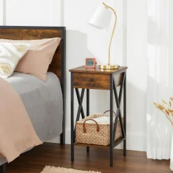 New SONGMICS Table d’appoint design X Brun Vintage Noir