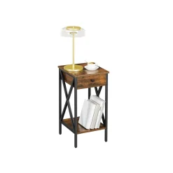New SONGMICS Table d’appoint design X Brun Vintage Noir