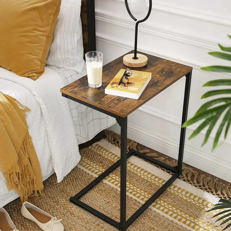 Store SONGMICS Table d'appoint en C Brun Vintage Noir