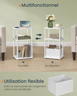 Cheap SONGMICS Table d'appoint en C industriel Marron Rustique + Noir