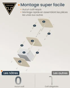 Cheap SONGMICS Table d'appoint en C industriel Marron Rustique + Noir