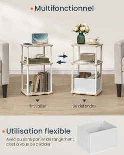 Cheap SONGMICS Table d'appoint en C industriel Marron Rustique + Noir