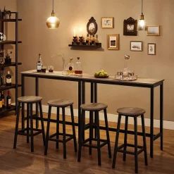 Sale SONGMICS Table d’appoint en forme de c 2 ports usb et prises noir boisé