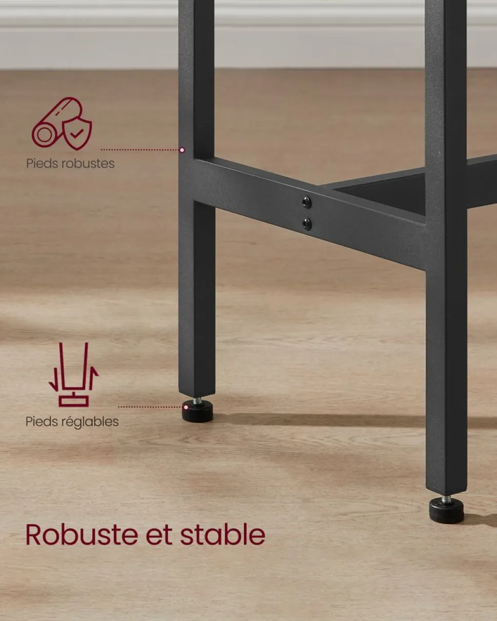 Sale SONGMICS Table d’appoint en forme de c 2 ports usb et prises noir boisé