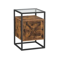 Discount SONGMICS Table d'appoint façon grange Blanc