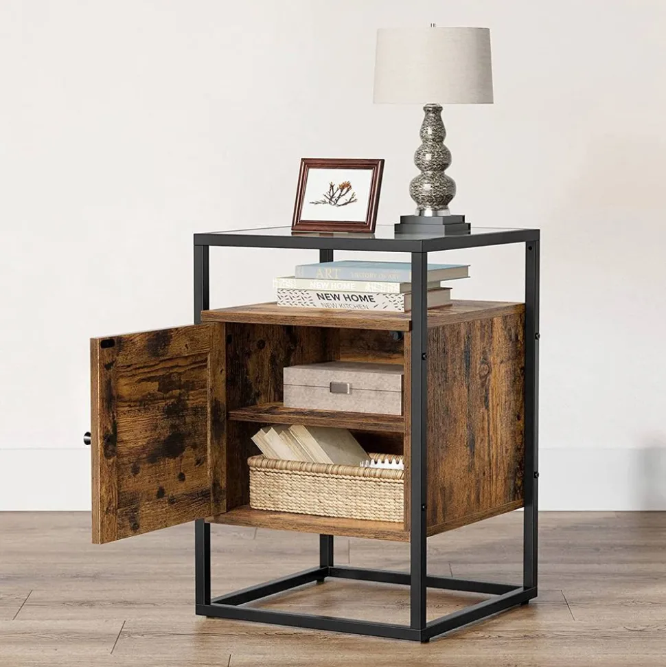 Discount SONGMICS Table d'appoint façon grange Blanc