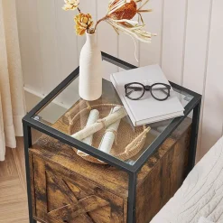 Discount SONGMICS Table d'appoint façon grange Blanc