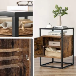 Discount SONGMICS Table d'appoint façon grange Blanc