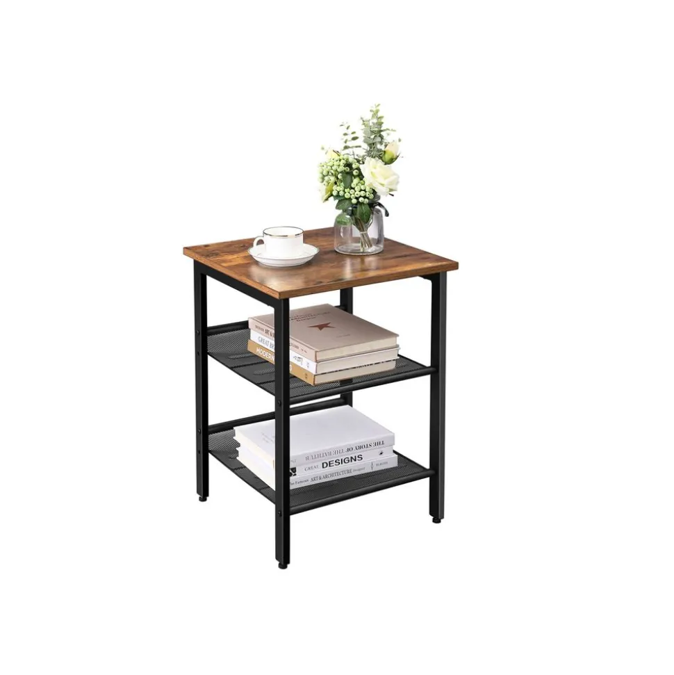 Sale SONGMICS Table d'appoint maille industriel Marron Rustique