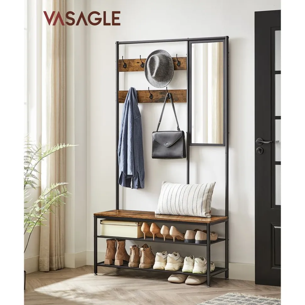 Store SONGMICS Table d’appoint ouverte Brun Vintage Noir