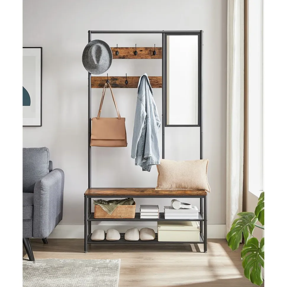 Store SONGMICS Table d’appoint ouverte Brun Vintage Noir