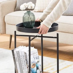 Best Sale SONGMICS Table d'appoint plateau Marron Rustique + Noir