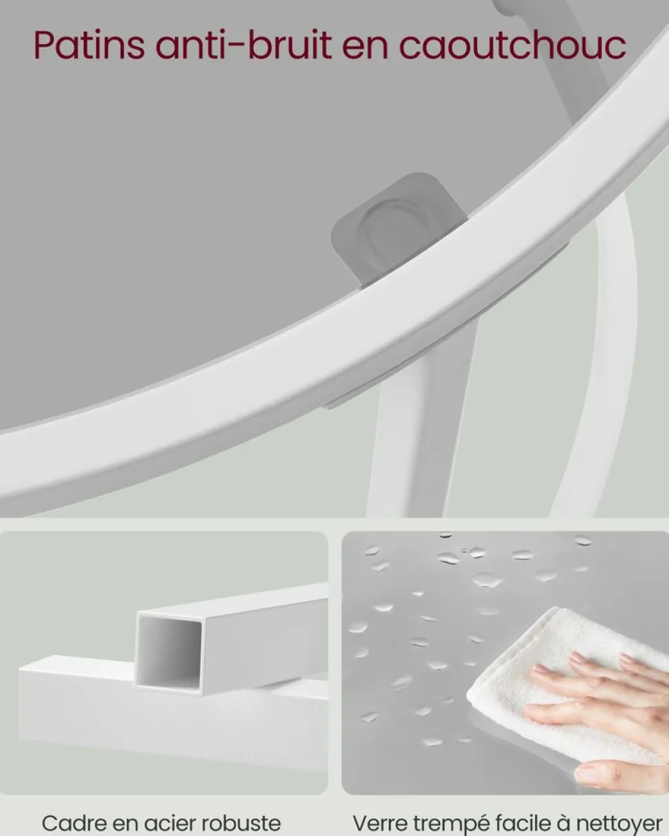 Best SONGMICS Table d’appoint ronde blanc et gris