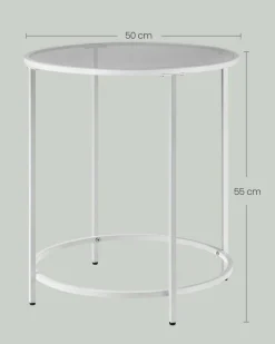 Best SONGMICS Table d’appoint ronde blanc et gris