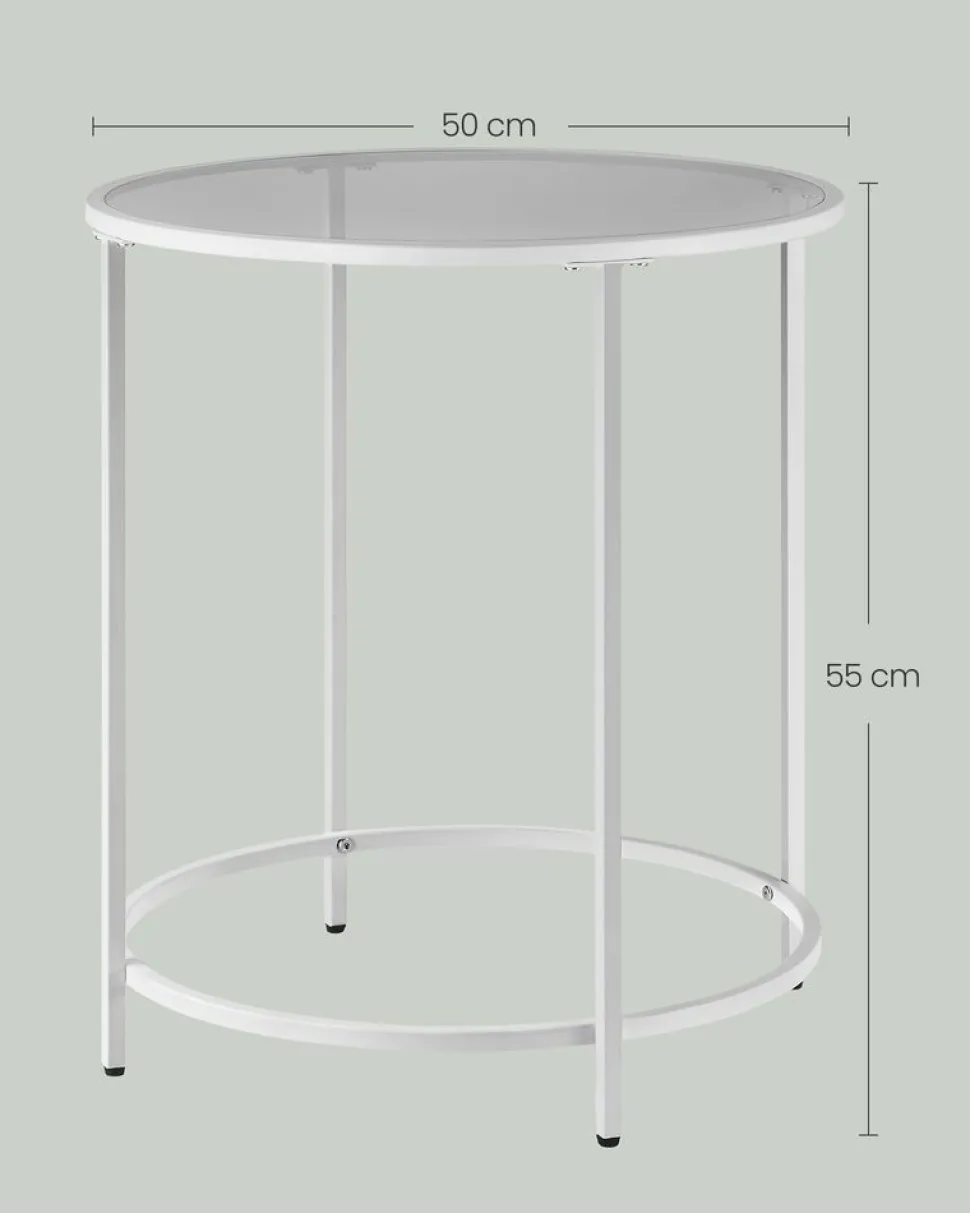 Best SONGMICS Table d’appoint ronde blanc et gris
