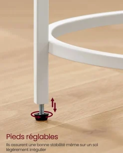 Best SONGMICS Table d’appoint ronde blanc et gris