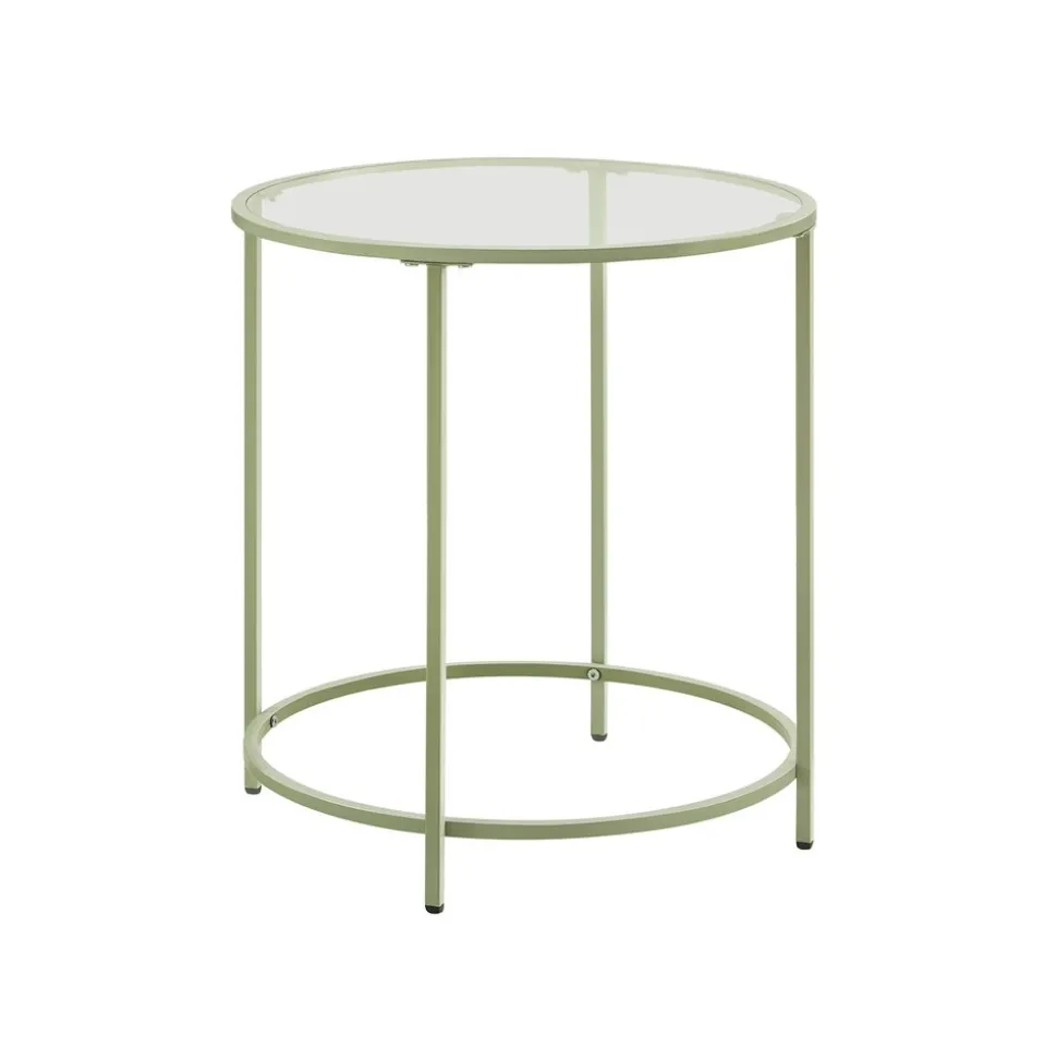 Best SONGMICS Table d’appoint ronde blanc et gris