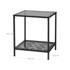 Fashion SONGMICS Table d'appoint verre trempé Blanc