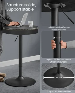 Sale SONGMICS Table de bar 40 x 99,8 x 104,6 cm marron cendré