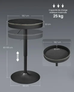 Sale SONGMICS Table de bar 40 x 99,8 x 104,6 cm marron cendré