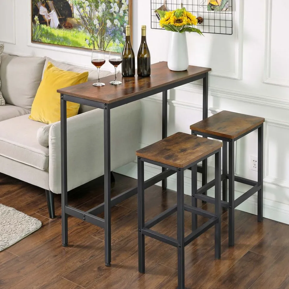 Cheap SONGMICS Table de bar avec cadre métallique robuste Marron Rustique