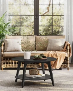 Store SONGMICS Table de bar avec rangement pu avec coutures noir boisé et noir d'encre