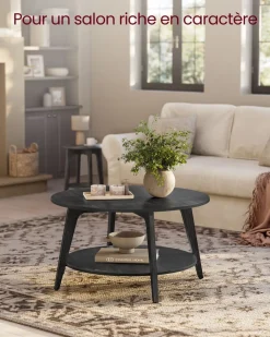 Store SONGMICS Table de bar avec rangement pu avec coutures noir boisé et noir d'encre