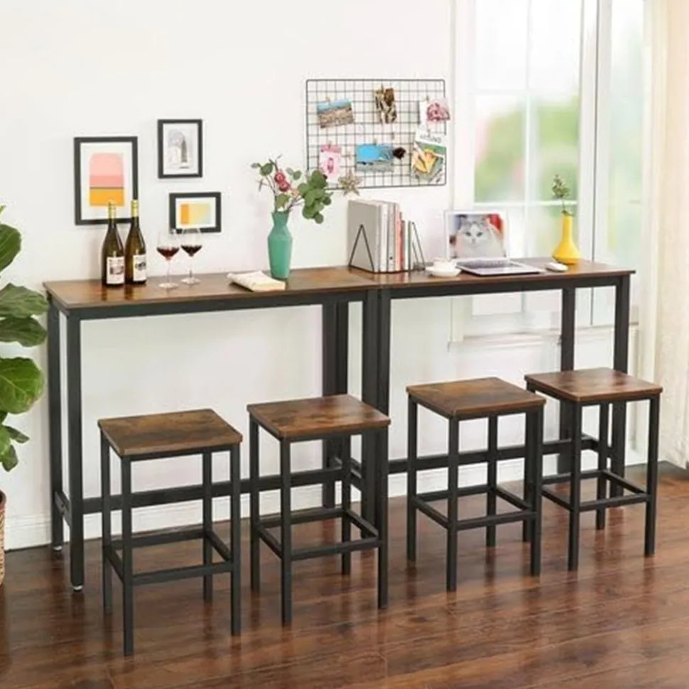 Fashion SONGMICS Table de bar industriel Brun Rustique