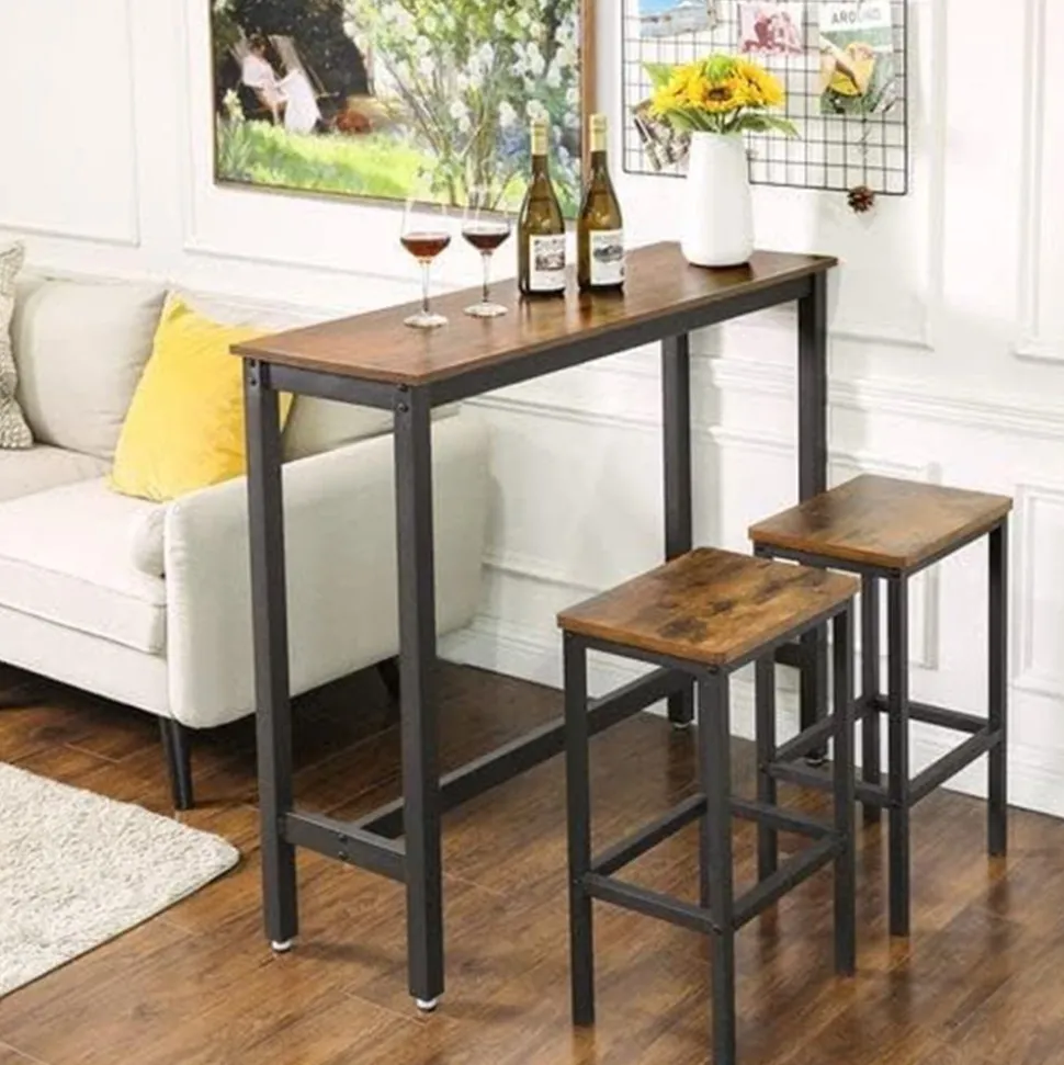 Fashion SONGMICS Table de bar industriel Brun Rustique