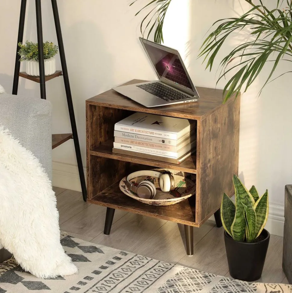 Clearance SONGMICS Table de chevet 2 casiers industriel Marron Rustique