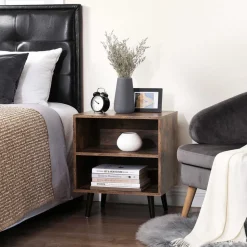 Clearance SONGMICS Table de chevet 2 casiers industriel Marron Rustique