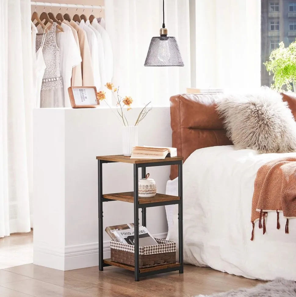 Hot SONGMICS Table de chevet 3 niveaux Rustique