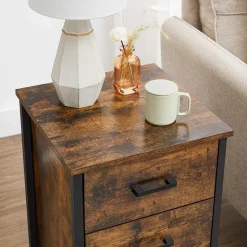 Best SONGMICS Table de chevet 3 tiroirs Brun Vintage Noir