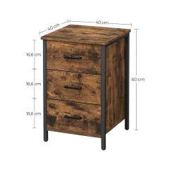 Best SONGMICS Table de chevet 3 tiroirs Brun Vintage Noir