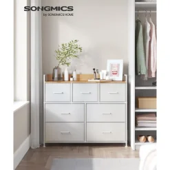 Shop SONGMICS Table de chevet avec multiprise 3 Tiroirs blanc nuage