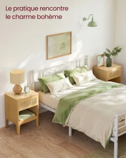 Cheap SONGMICS Table de chevet avec tiroir et compartiment ouvert couleur chêne Naturel