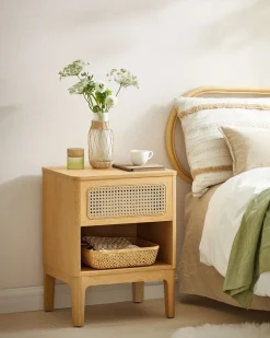 Cheap SONGMICS Table de chevet avec tiroir et compartiment ouvert couleur chêne Naturel