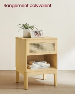 Cheap SONGMICS Table de chevet avec tiroir et compartiment ouvert couleur chêne Naturel